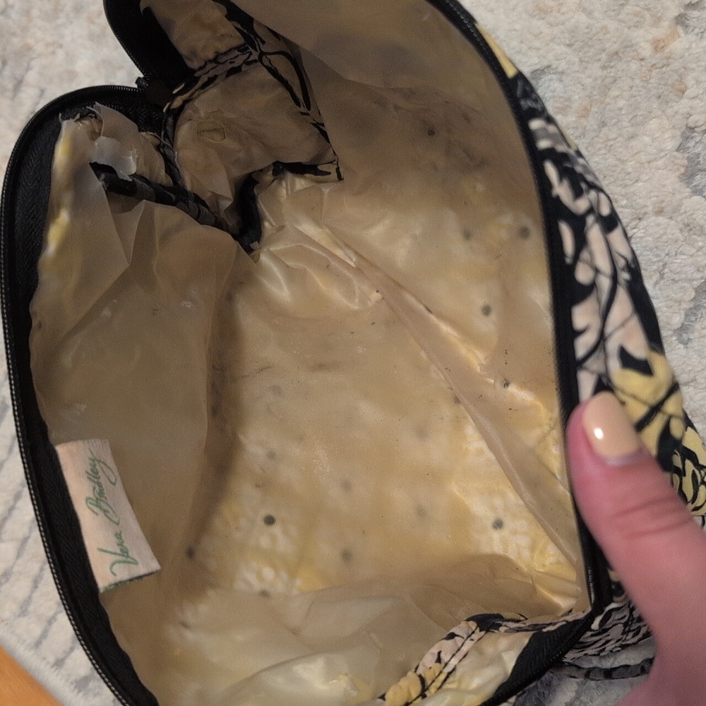 Vera Bradley Black, White, & Lime Green Medium-sized Makeup Bag - Picture 6 of 9